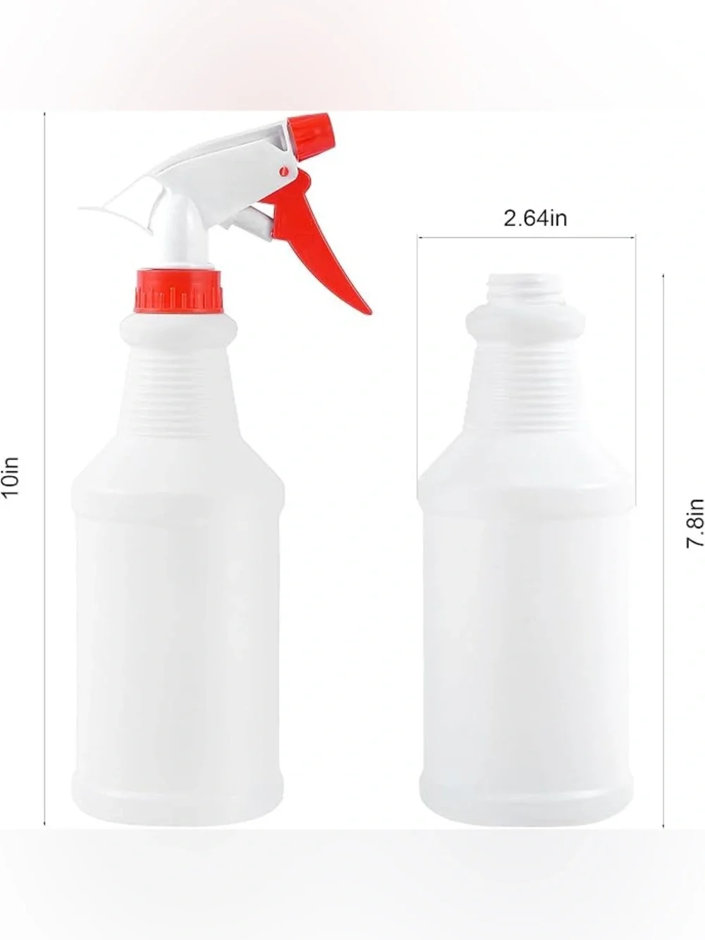 White Plastic Spray Bottle with Red Nozzle - Multipurpose Cleaning Bottle